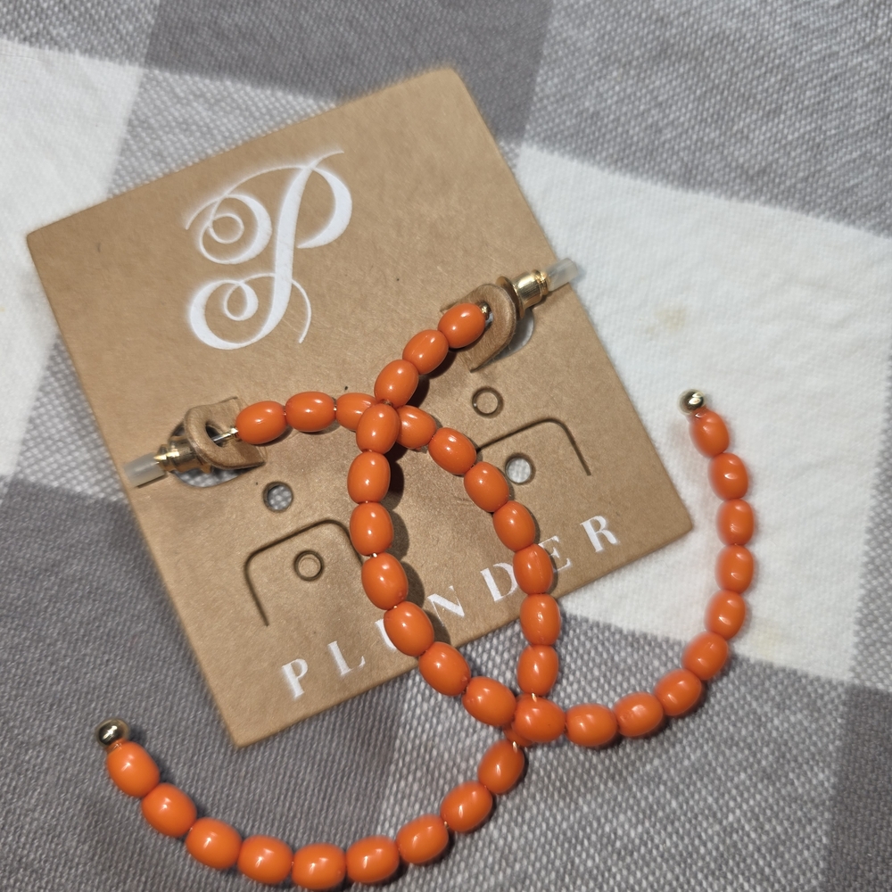 Plunder Vibrant Orange Beaded Earrings